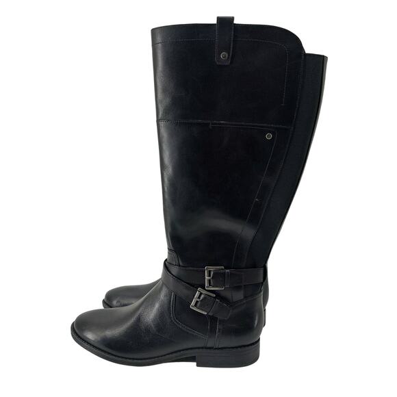 Marc Fisher Shoes - Marc Fisher Audrey Leather Riding Boots Size 8 Buckle Zip